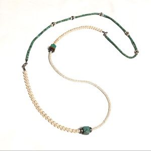 Genuine Turquoise + Freshwater Pearl Necklace